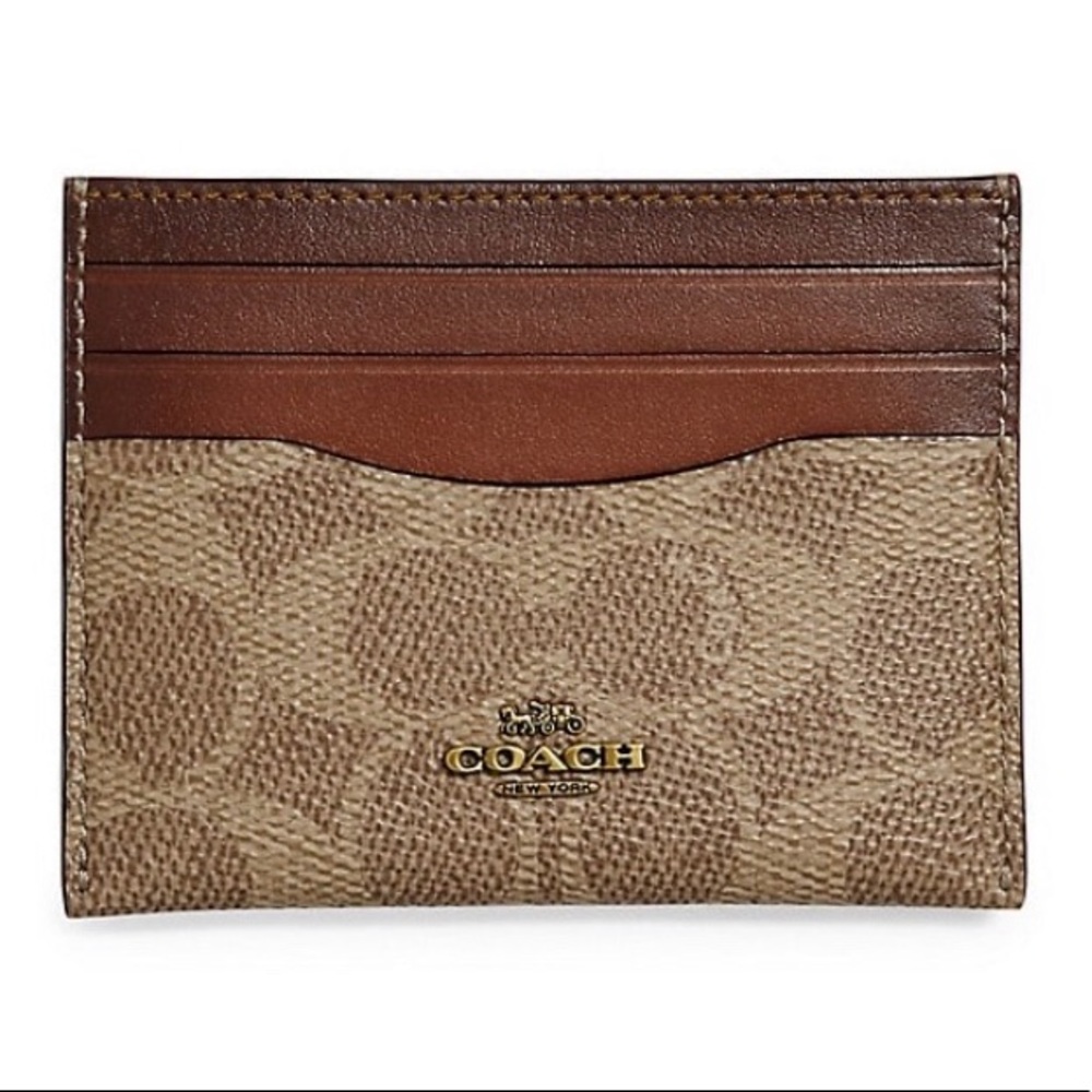 NWT Coach Signature Canvas Leather Card Case